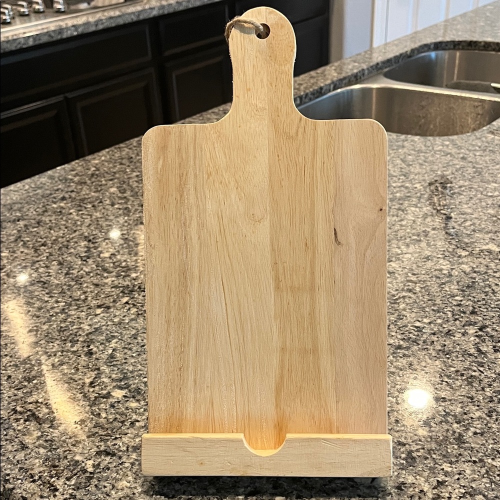 Wooden Cookbook countertop holder made from Cutting Board with Stand